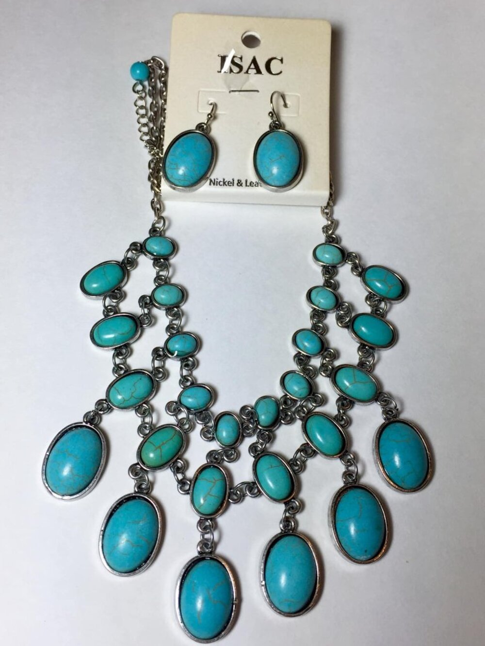 Natural Turquoise Necklace & Earrings Set Isac Trading Co.